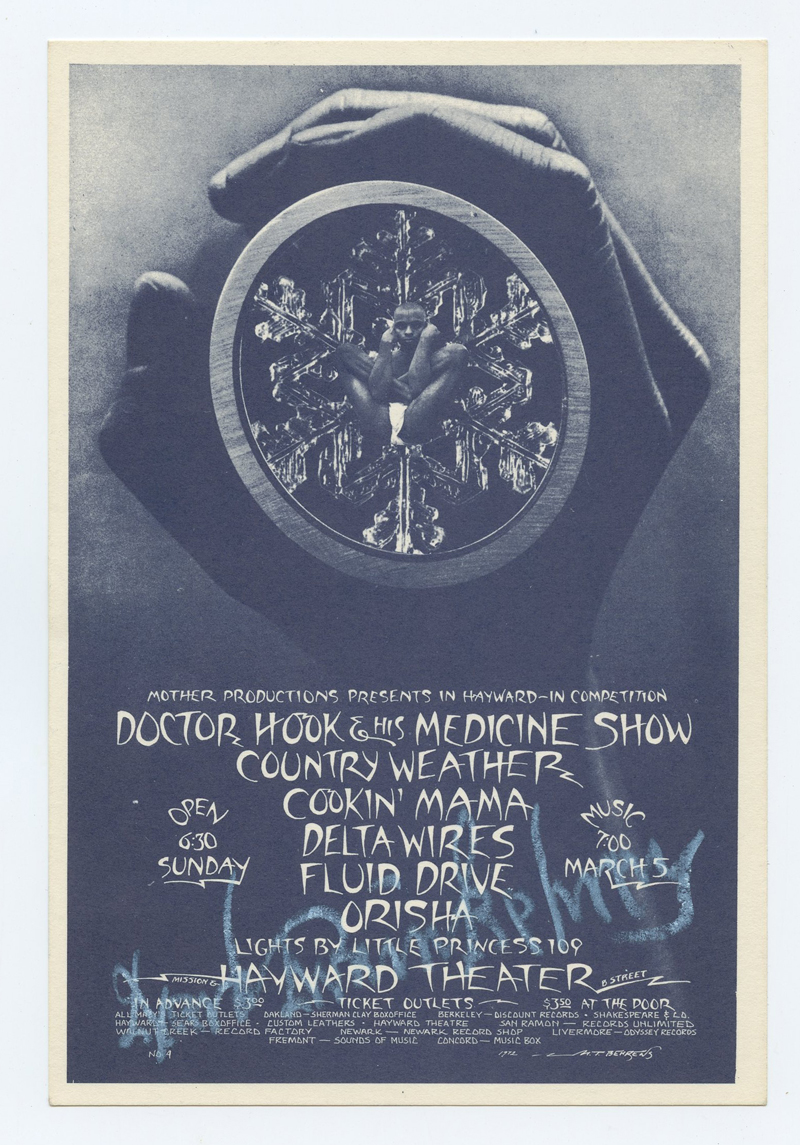 Doctor Hook Country Weather Handbill Hayward 1972 Mar 5 Mark T Behrens signed