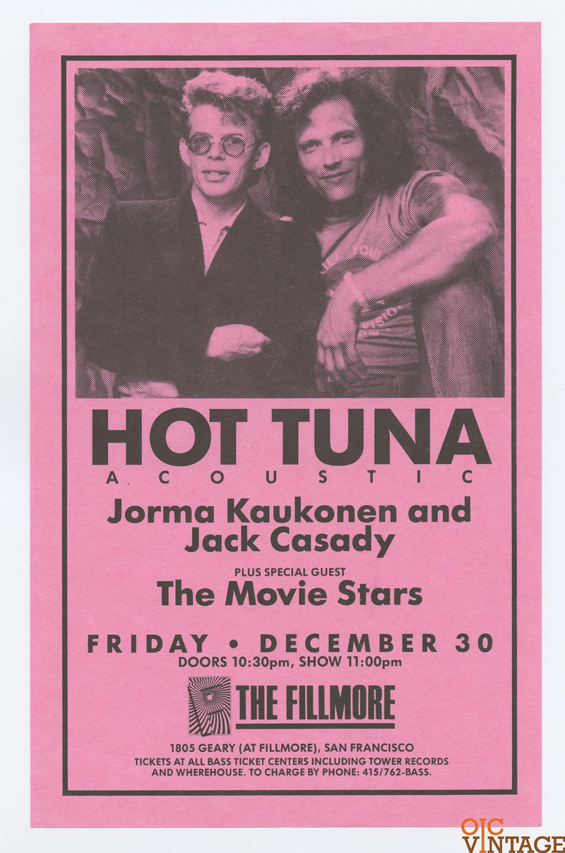 Hot Tuna Handbill 1988 Dec 30 Jorma Kaukonen and Jack Cassidy Fillmore