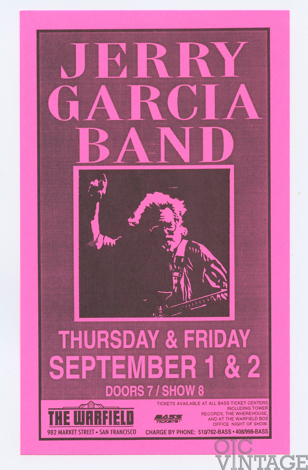 Jerry Garcia Band Handbill 1994 September1 the Warfield Theatre San Francisco