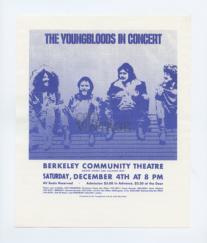 Youngbloods Handbill 1971 December 4 Berkeley Community Theatre