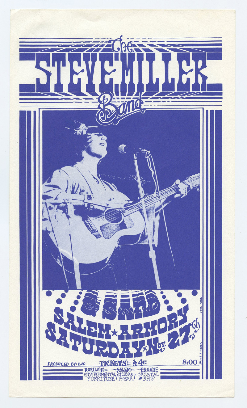 Steve Miller Band Handbill 1971 Nov 27 Salem Armory Oregon Bruce Weber