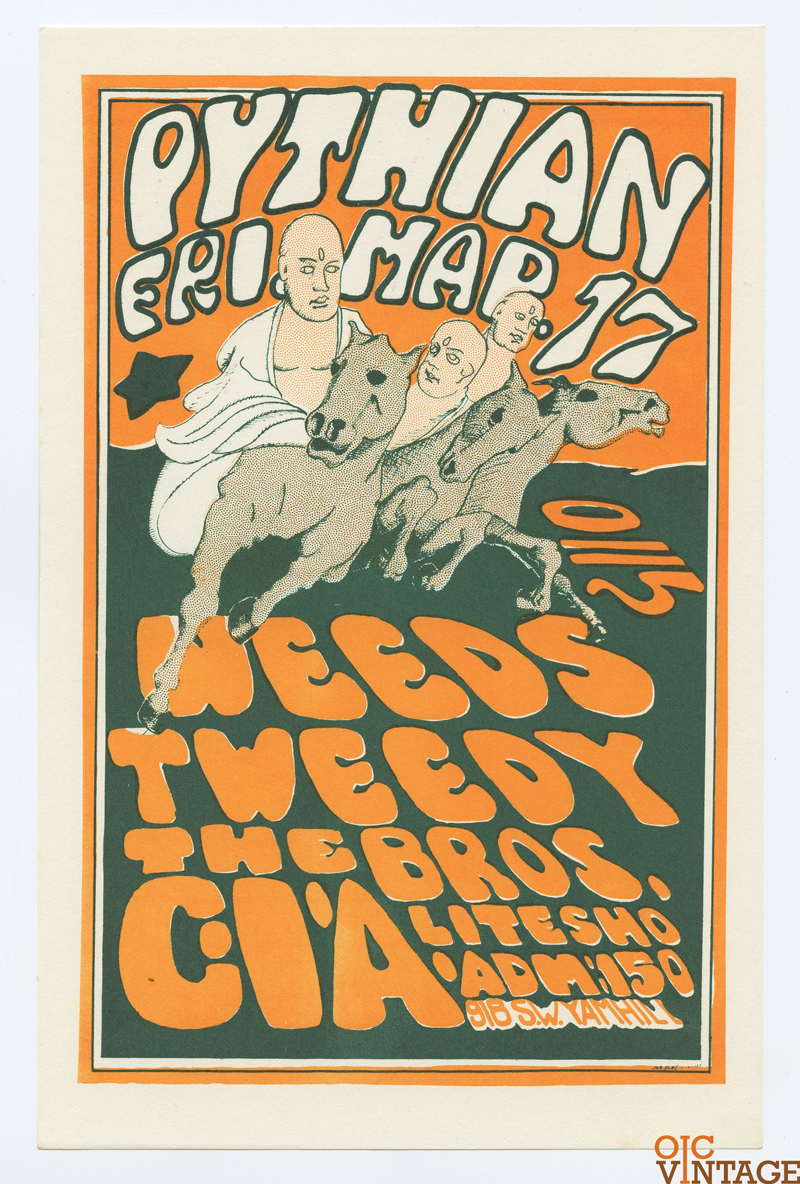 Pythian Hall Handbill 1967 Mar 17 Weeds Tweedy Brothers The CIA 