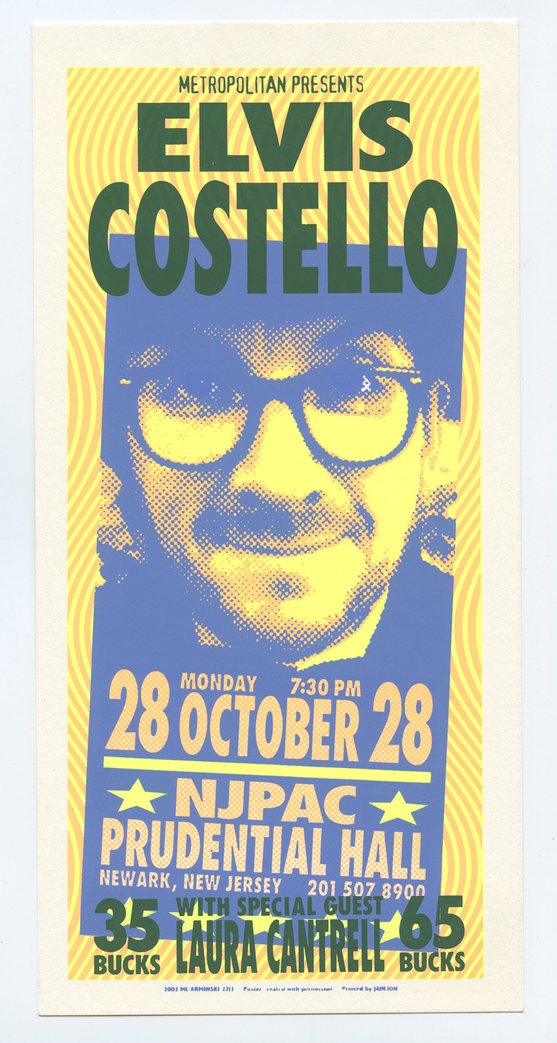 Elvis Costello Handbill Newark NJ 2002 Oct 28 Mark Arminski