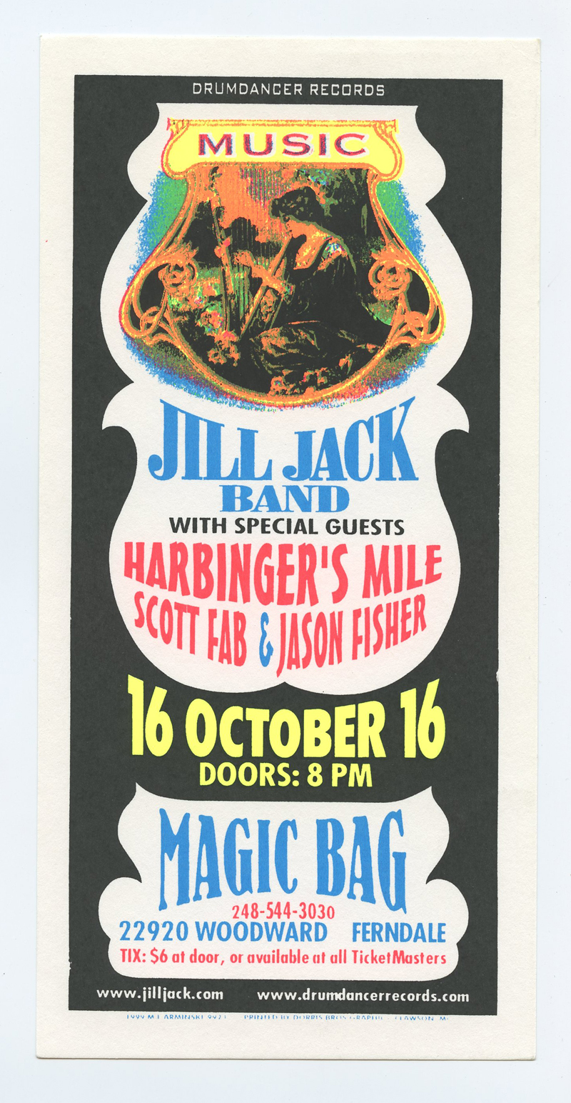 Jill Jack Handbill Magic Bag Ferndale Michigan 1999 Oct 16 Mark Arminski