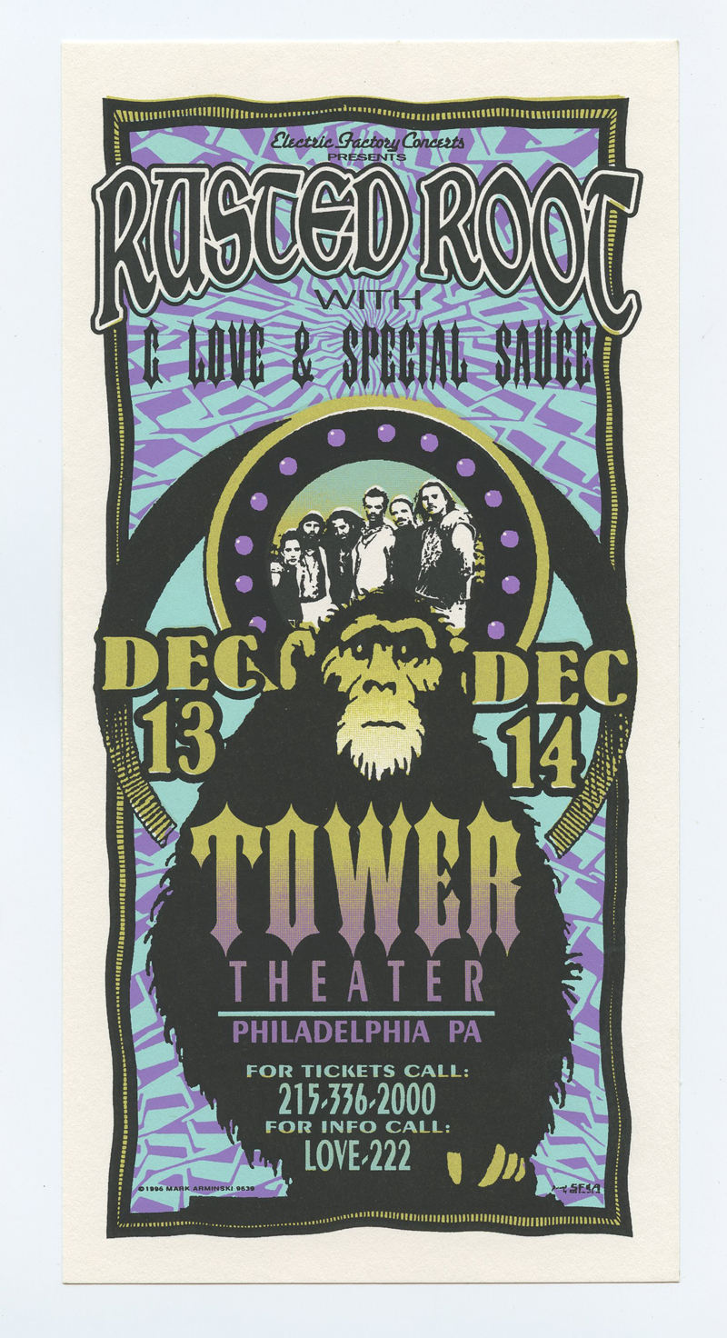 Rusted Root Handbill 1996 Dec 13 Tower Theater Philadelphia Mark Arminski