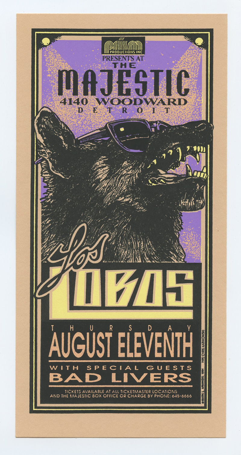 Los Lobos Handbill The Majestic Detroit 1994 Aug 11 Mark Arminski