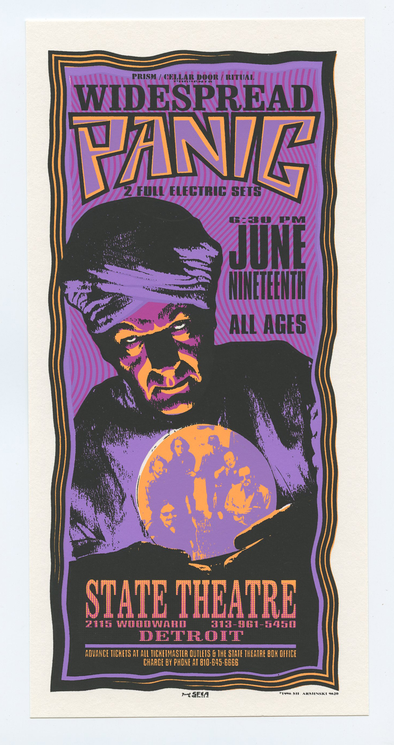 Widespread Panic Handbill 1996 Jun 19 State Theater Detroit Mark Arminski