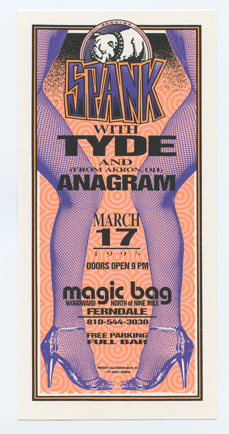 SPANK w/ Tyde Handbill 1995 March 17 Magic Bag Ferndal Mark Arminski