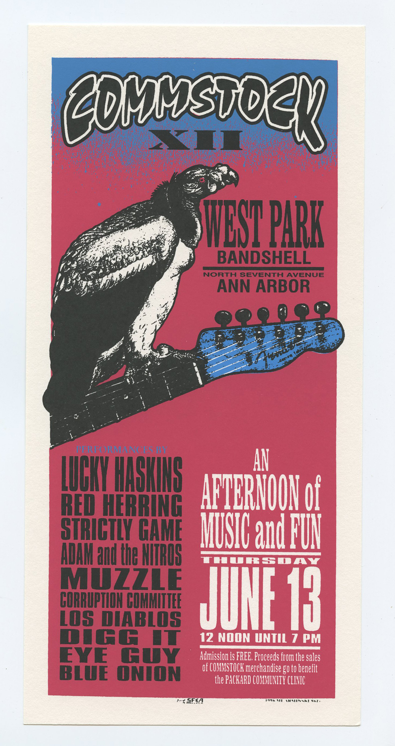 Lucky Haskins Handbill Westpark Bandshell Ann Arbor 1996 Jun 13 Mark Arminski