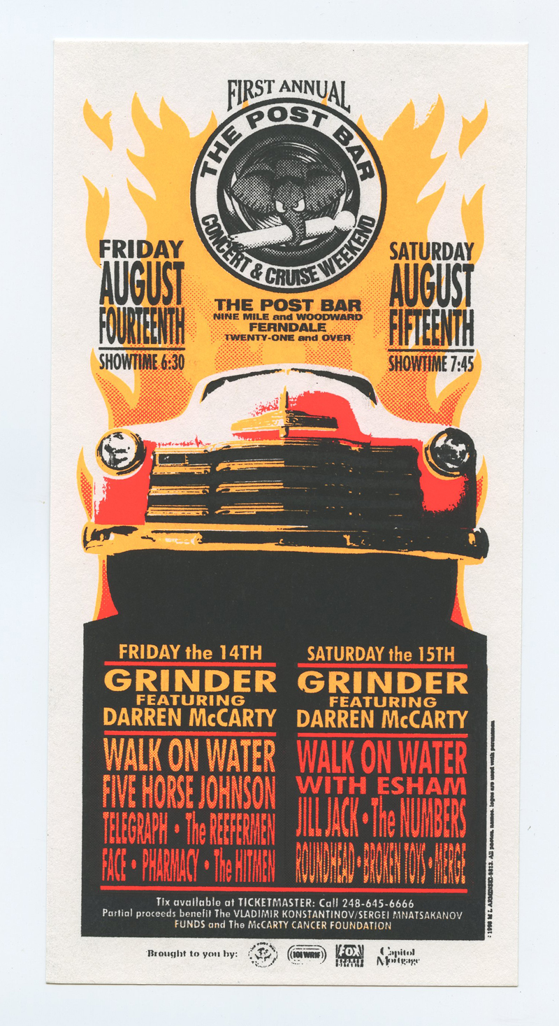 Grinder Handbill 1st Annual Concert Ferndale 1998 Aug 14 Mark Arminski