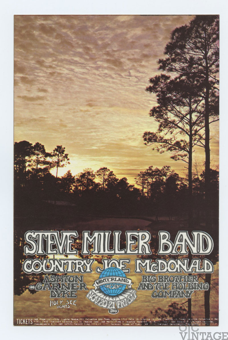 Steve Miller Country Joe McDonald Handbill 1970 Nov 20 Winterland AOR 4.53