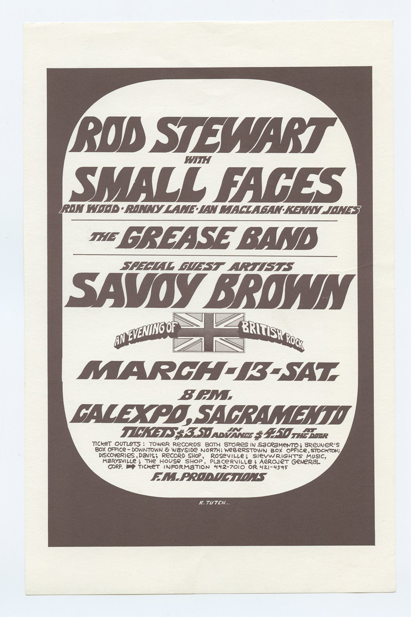 Rod Stewart Handbill w/ Savoy Brown 1971 CAL EXPO Randy Tuten