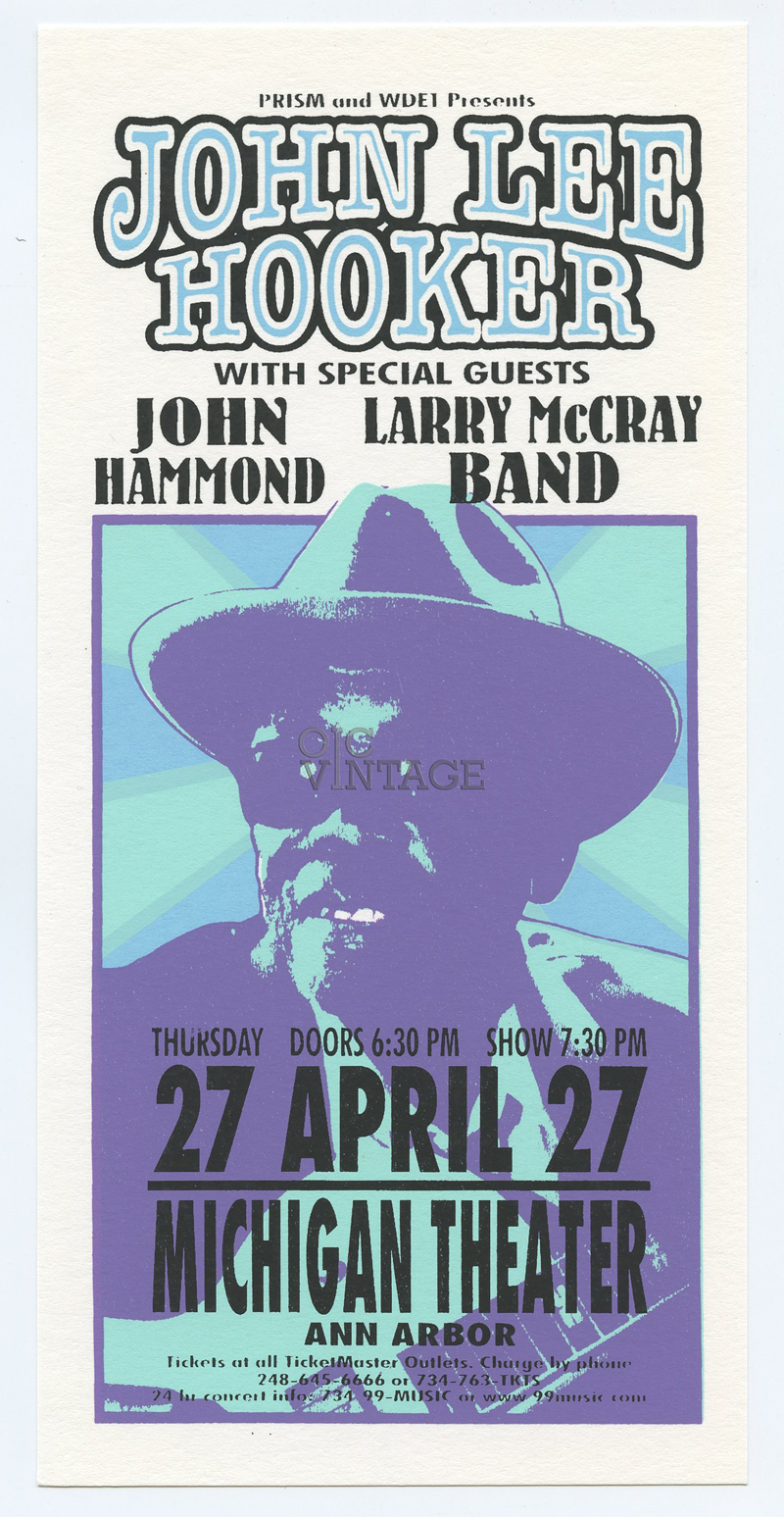 John Lee Hooker Handbill Ann Arbor 2000 Apr 7 Mark Arminski