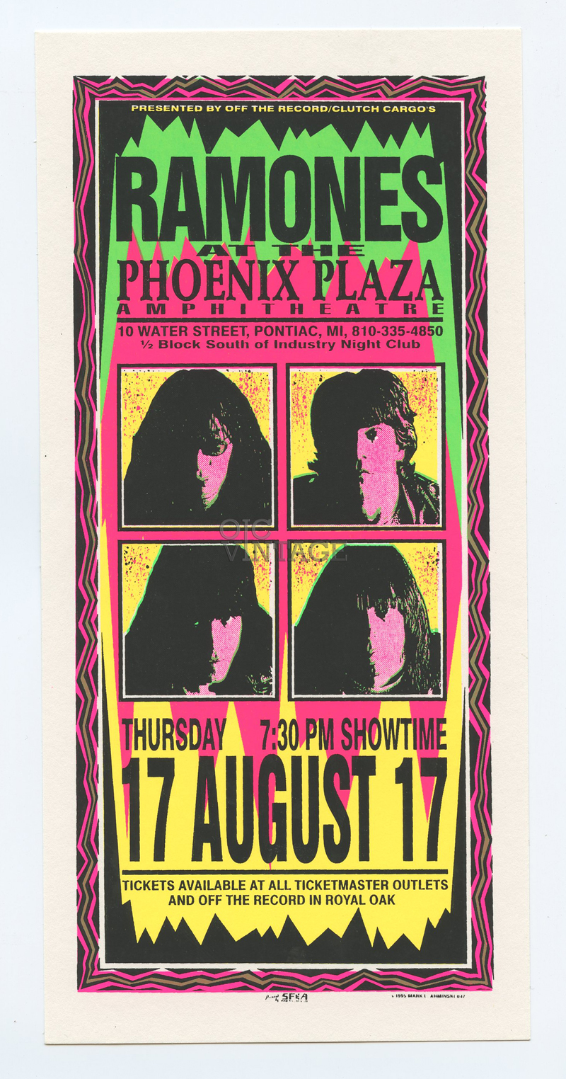 Ramones Handbill 1995 Aug 17 Phoenix Plaza Amphitheatre Pontiac