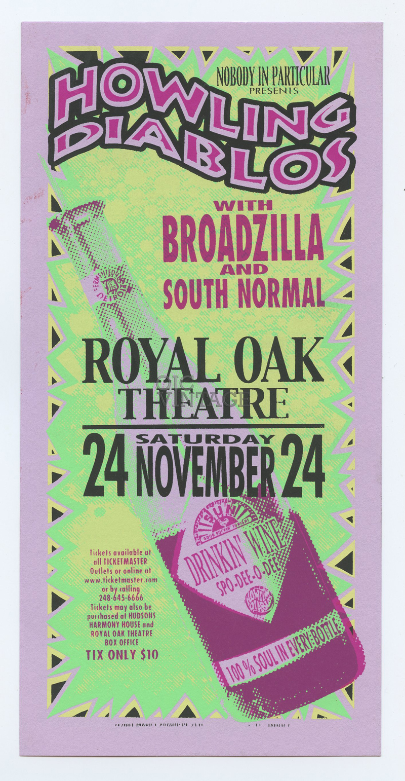 Howling Diablos Handbill 2001 Nov 24 Royal Oak Music Theater Mark Arminski