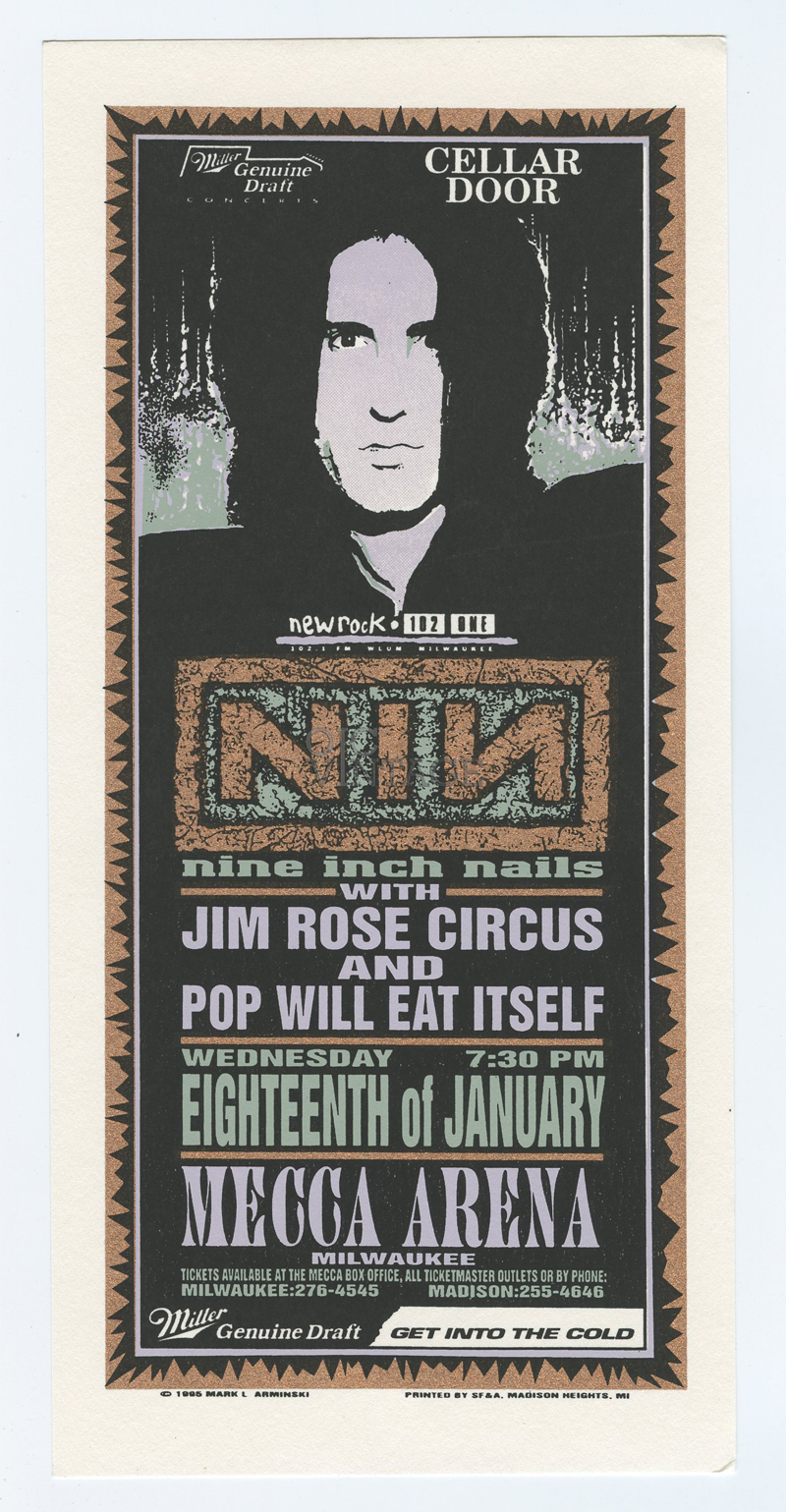 Nine Inch Nails Handbill 1995 January 18 Mecca Arena Milwaukee Mark Arminski