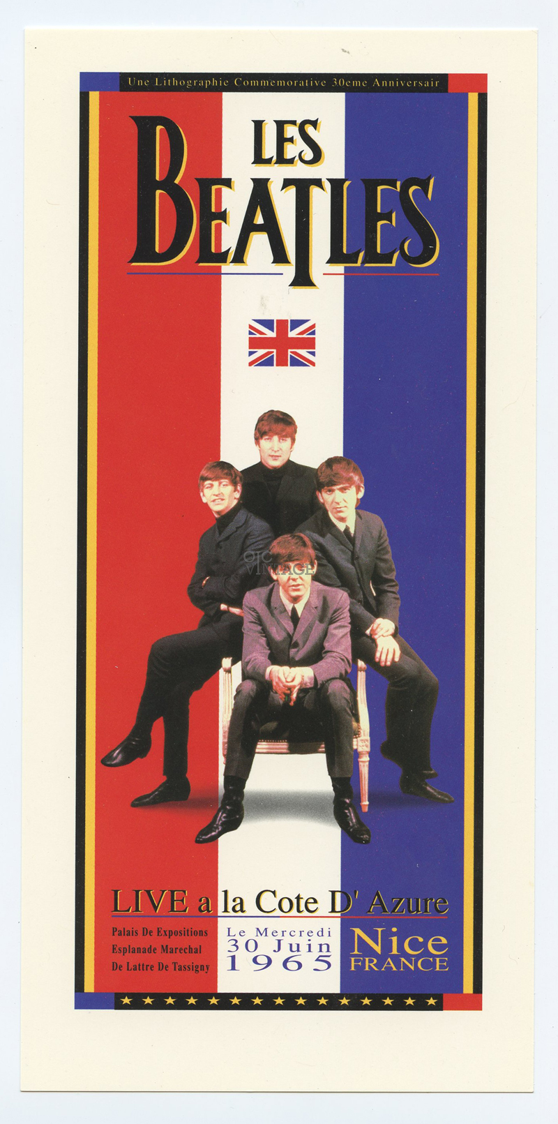 The Beatles Handbill Live a la Cote D' Azure 1965 Jun 30