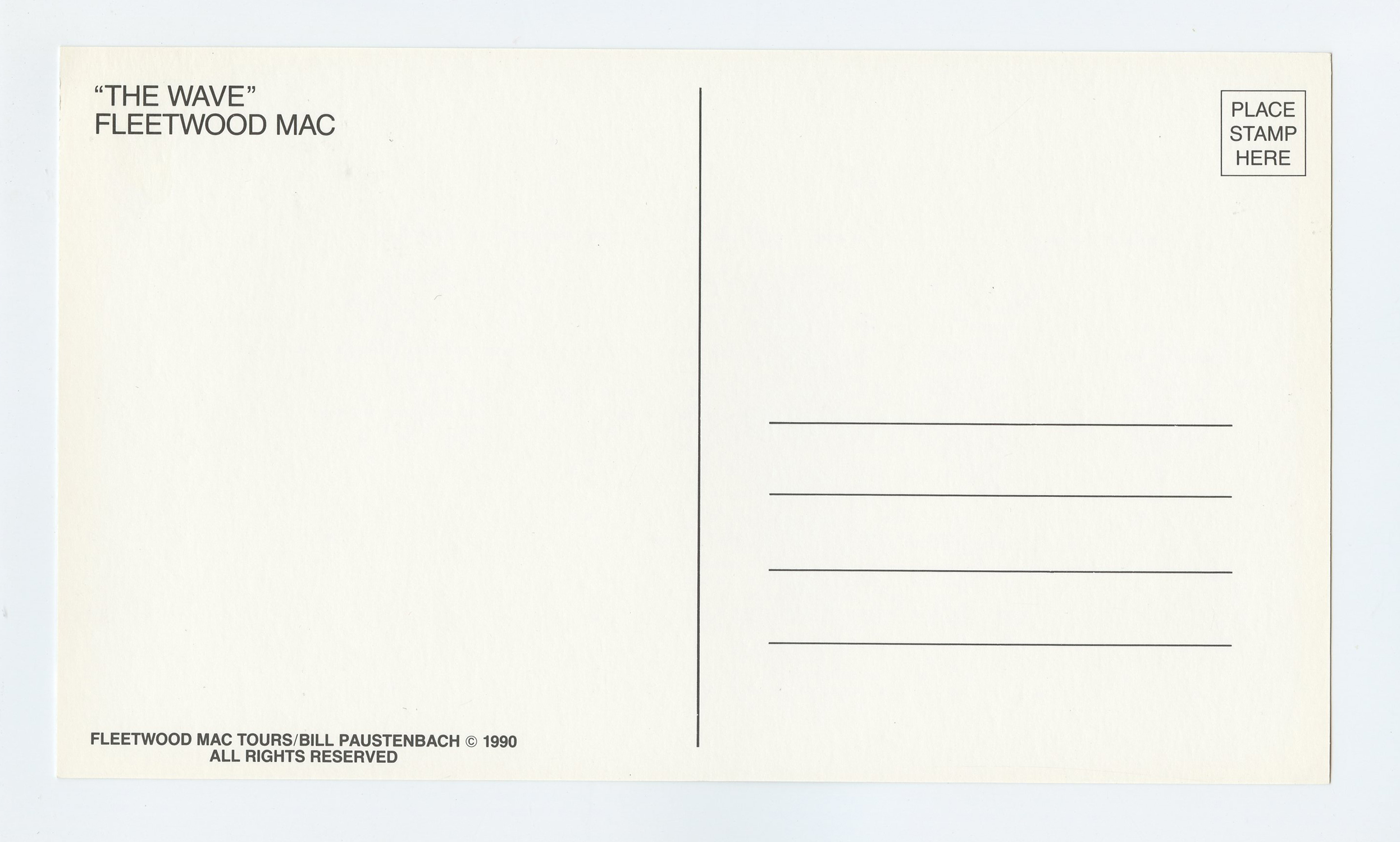 Fleetwood Mac Postcard 1990 Bill Paustenbach 