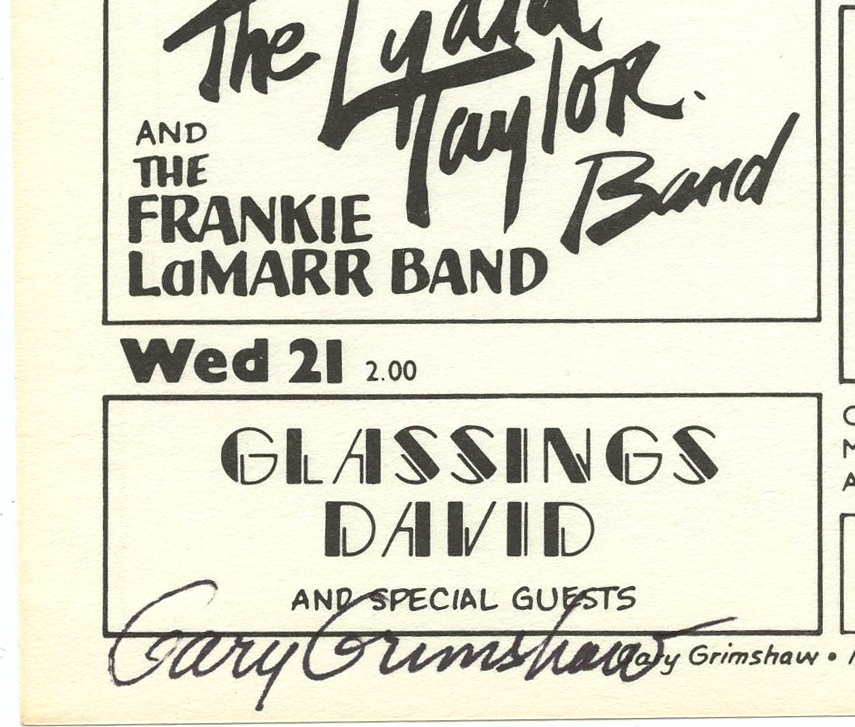 TRAXX Handbill 1982 April X-25 RUR Sputniks Roomates Gary Grimshaw signed