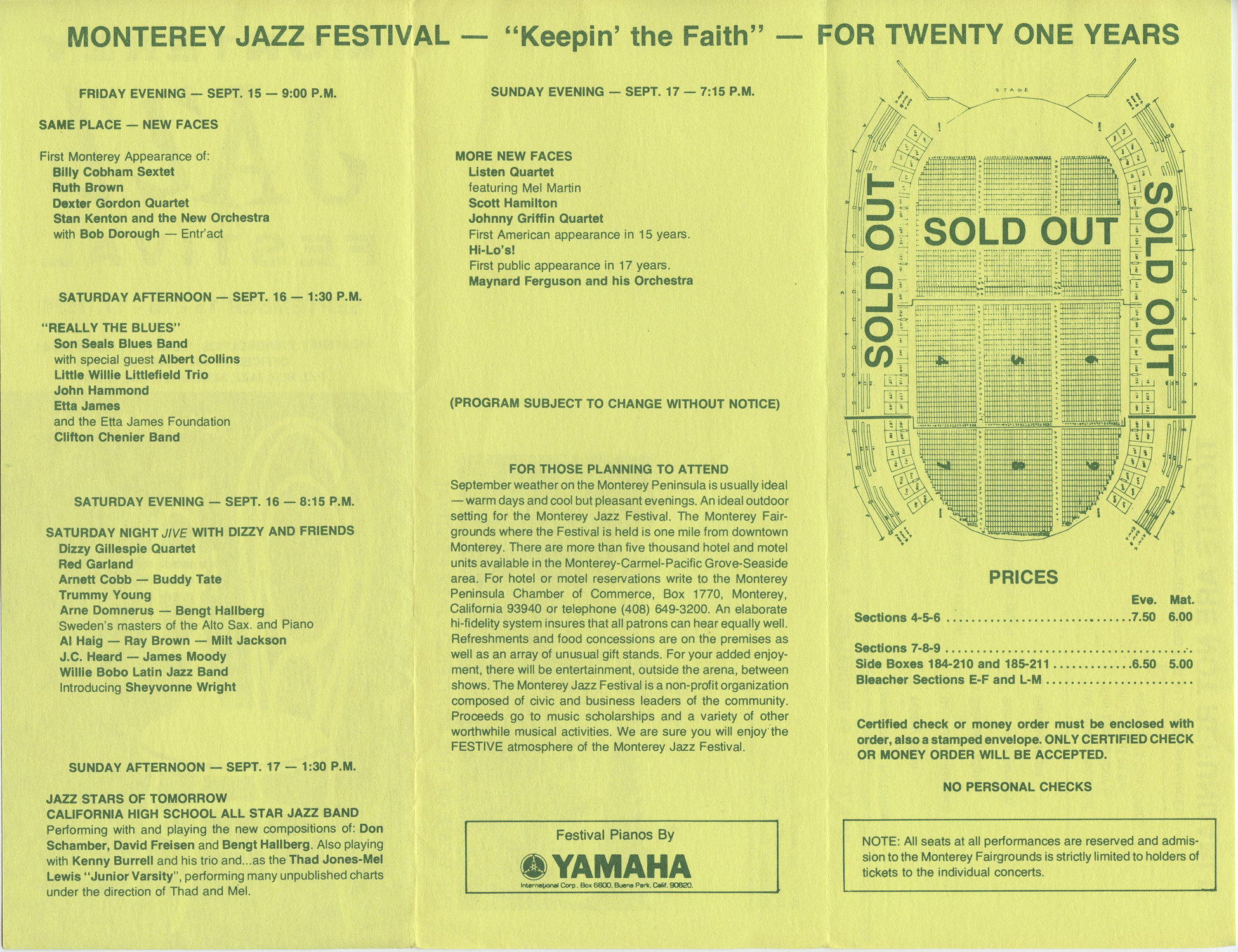 Monterey Jazz Festival Handbill 1978 Sep 15