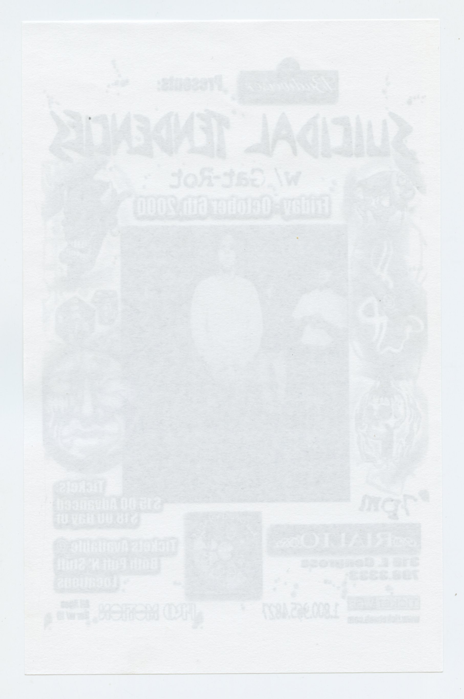 Suicidal Tendencies Handbill 2000 Oct 6 Rialto Tucson AZ