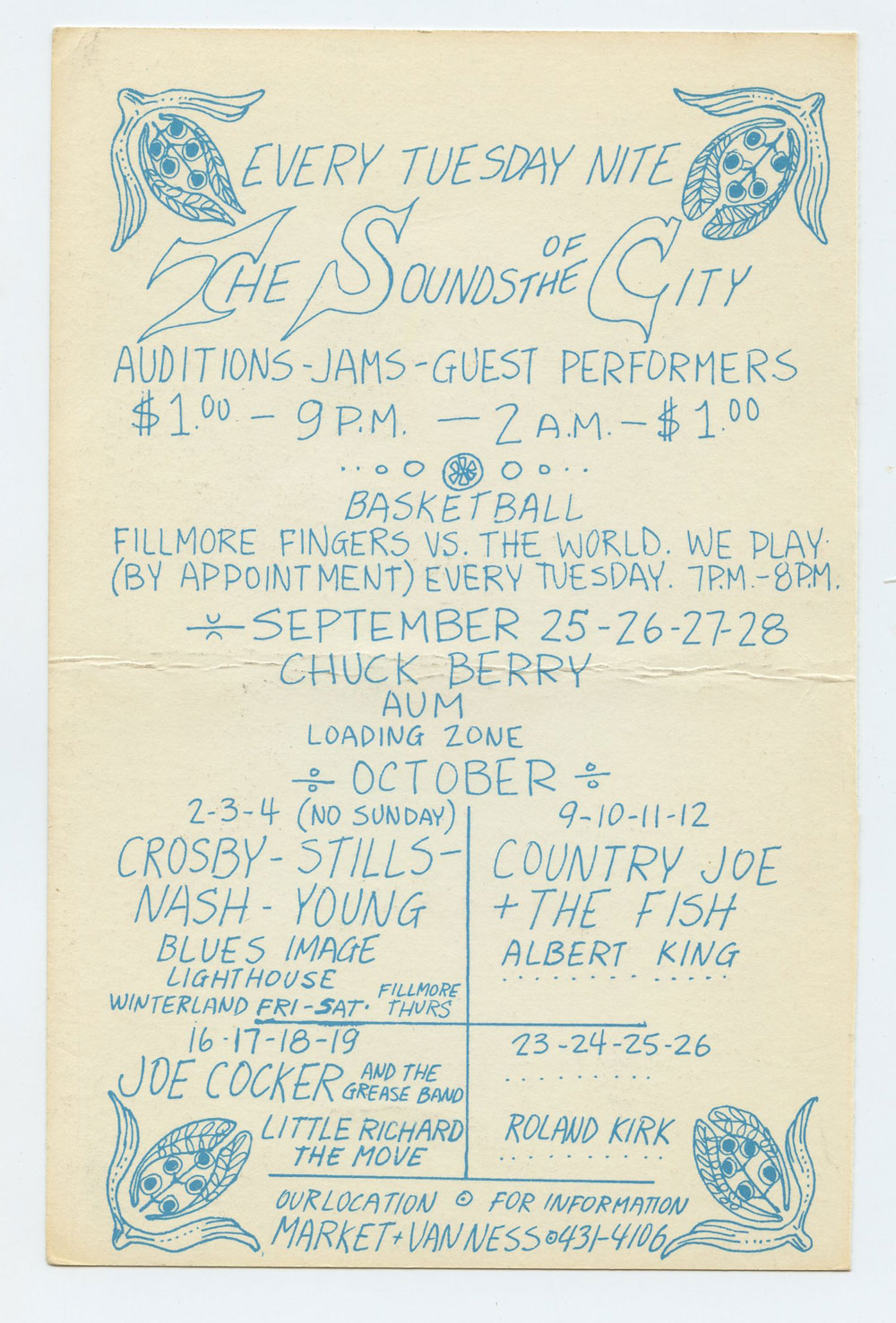 BG 194 Postcard Ad Back CSNY 1969 Oct 2 Very Fine