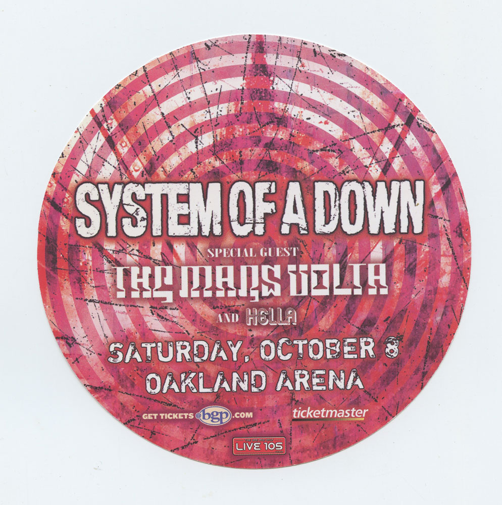 System of A Down Flyer 2005 Oct 8 Oakland Arena 5 inch Diameter