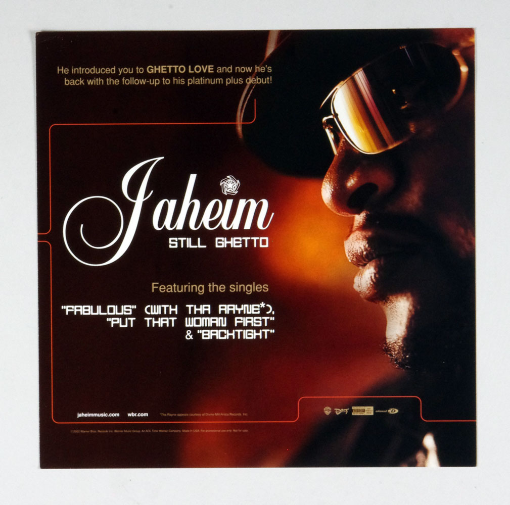 Jaheim Poster Flat 2002 Still Ghetto Album Promotion 12 x 12