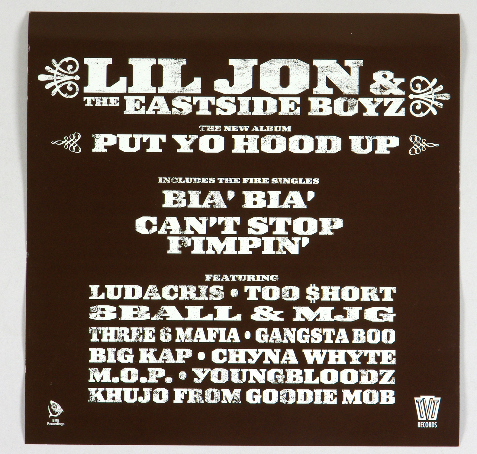 Lil' Jon & The East Side Boyz Poster Flat 2001 Put Yo Hood Up Album Promo 12 x 12 