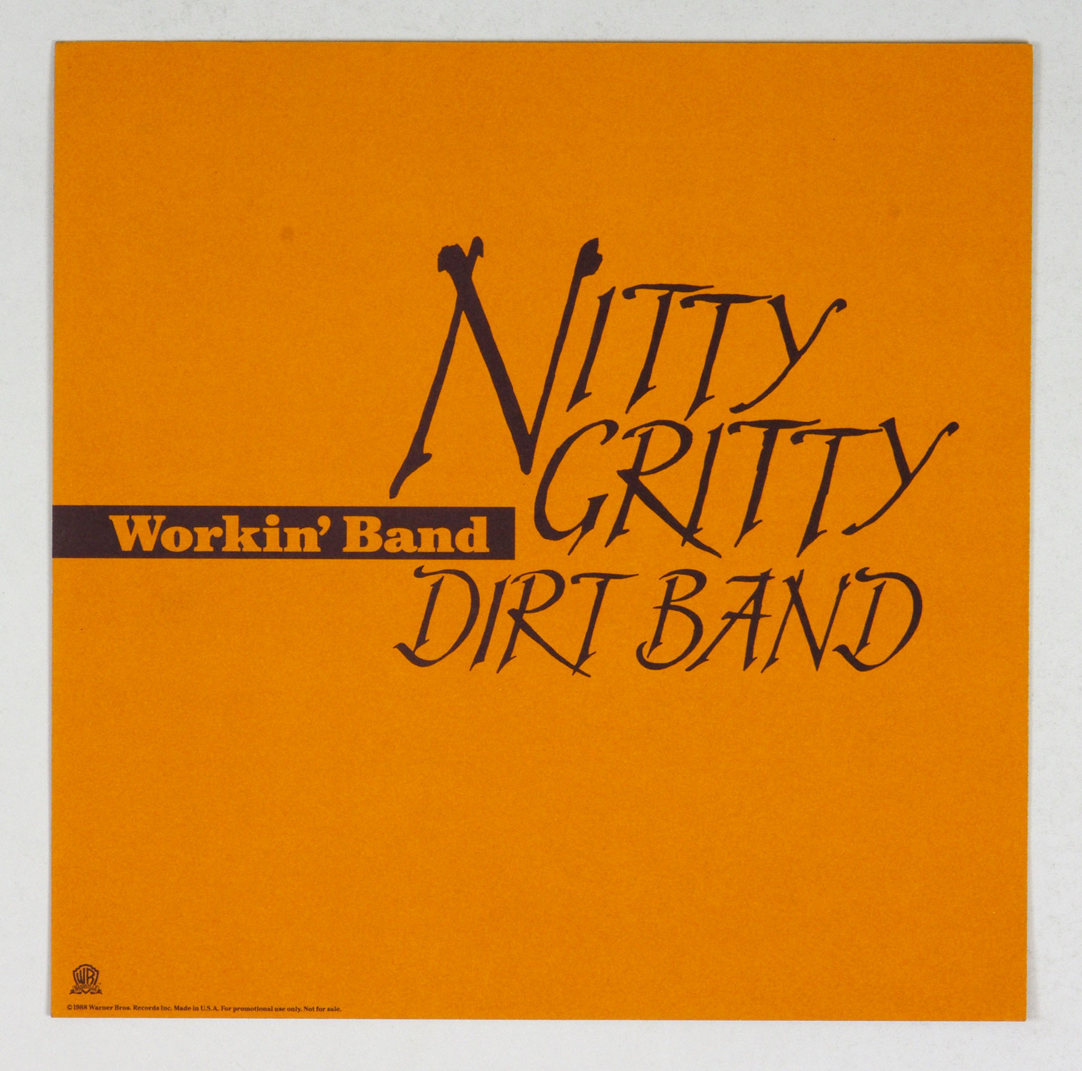 Nitty Gritty Dirt Band Poster Flat 1988 Workin' Album Promotion 12 x 12