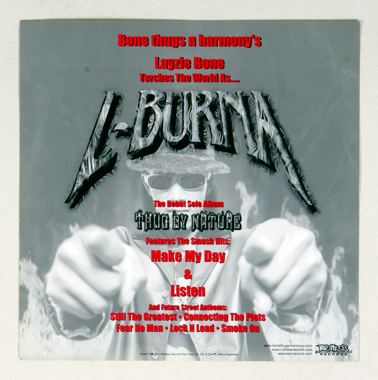 L-Burna Poster Flat Thug By Nature 2001 Albm Promotion 12 x 12 