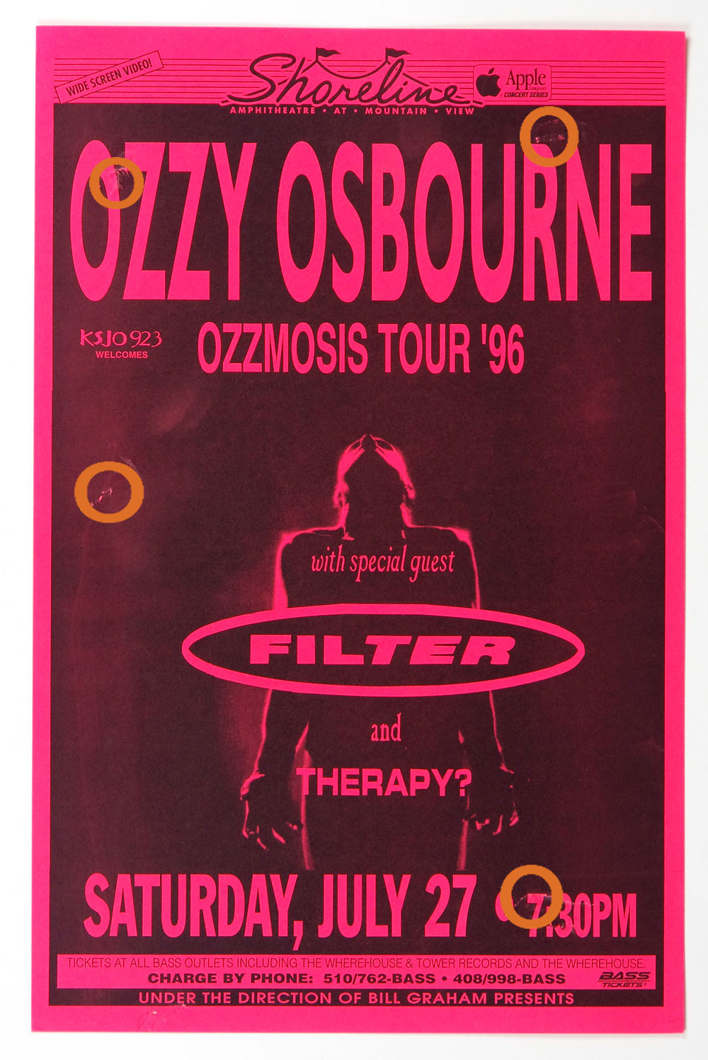 Ozzy Osbourne OzzFest 1996 Poster Shoreline Amphitheatre  