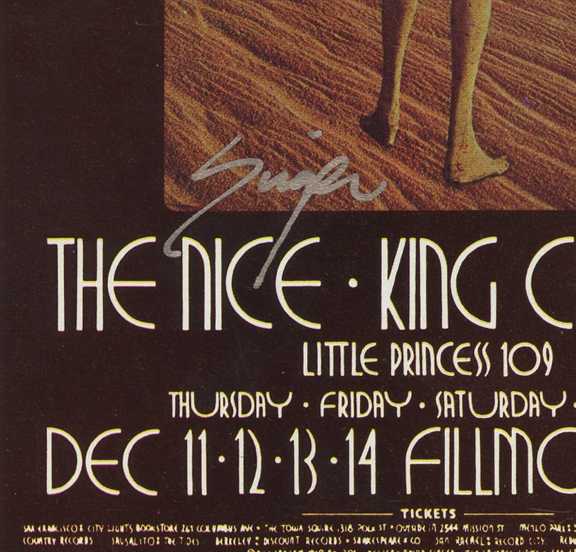 BG 206 Postcard Ad Back King Crimson 1969 Dec 11 David Singer signed