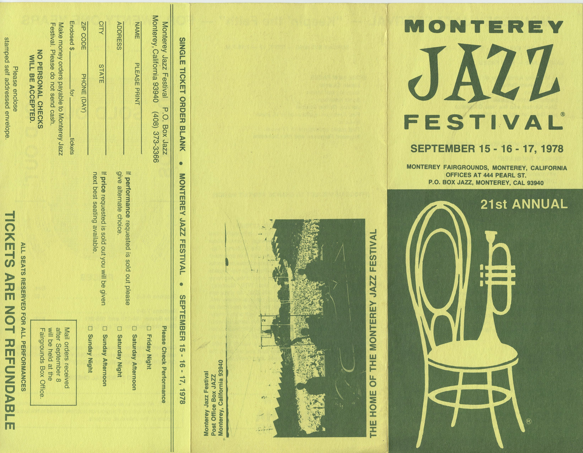 Monterey Jazz Festival Handbill 1978 Sep 15