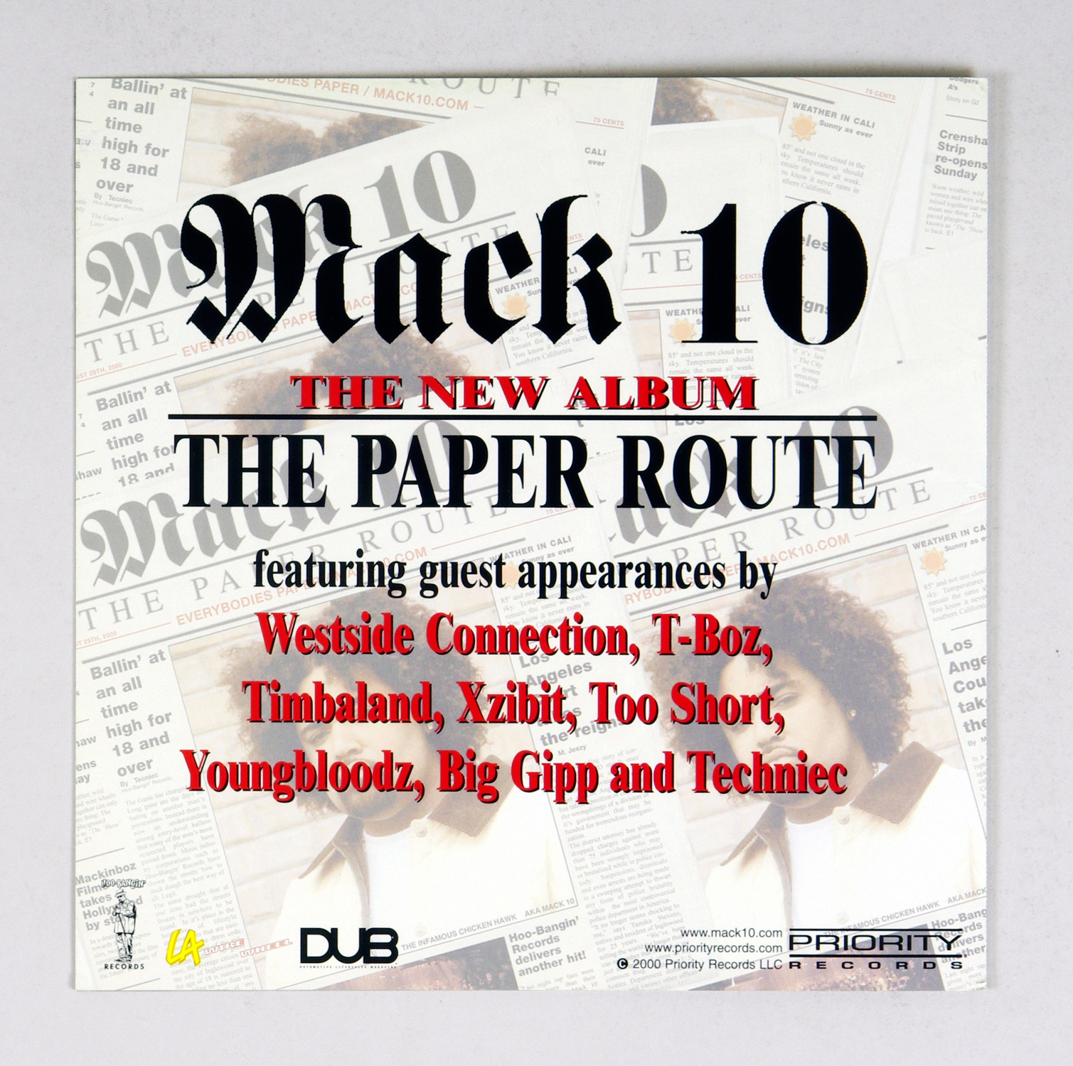 MACK 10 Poster Flat 2000 The Paper Route Album Promo 12 x 12