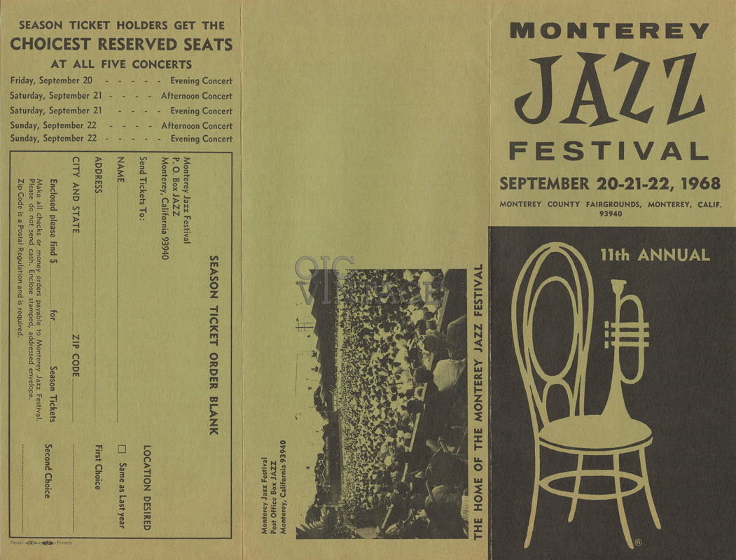 Monterey Jazz Festival Handbill 1968 Sep 22