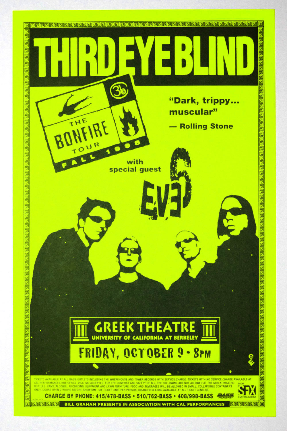 Third Eye Blind Poster 1998 October 9 Greek Theatre Berkeley