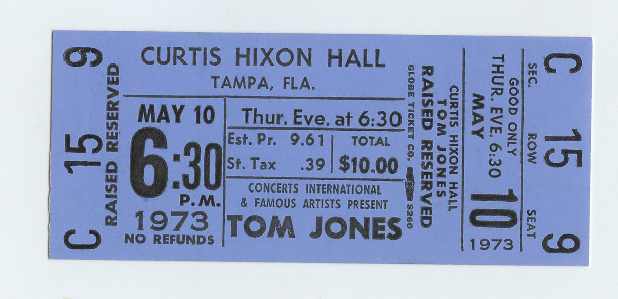 Tom Jones Ticket Vintage 1973 May 10 Tampa Fl  