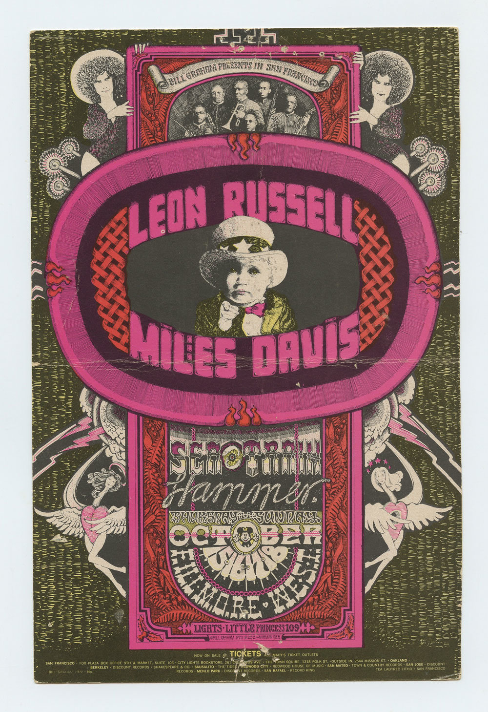 BG 252 Postcard Mailed Leon Russell Miles Davis 1970 Oct 15