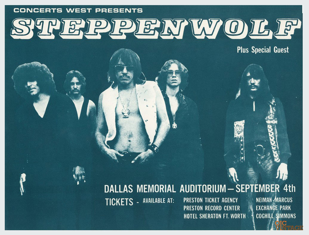 Steppenwolf Poster 1970 Sep 4 Dallas Memorial Auditorium 9 x 12