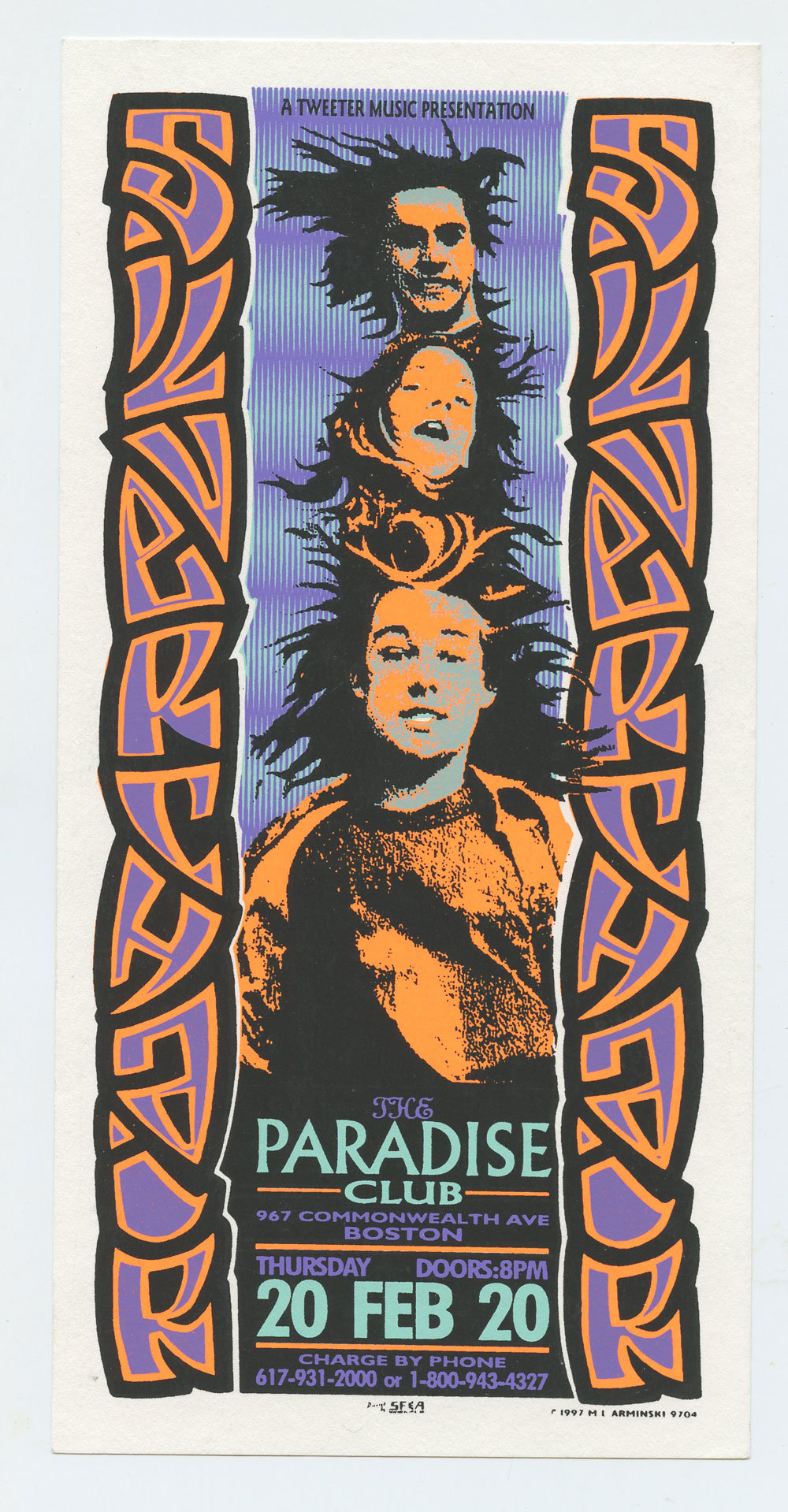 Silverchair Handbill 1997 Feb 20 Paradise Club Boston 