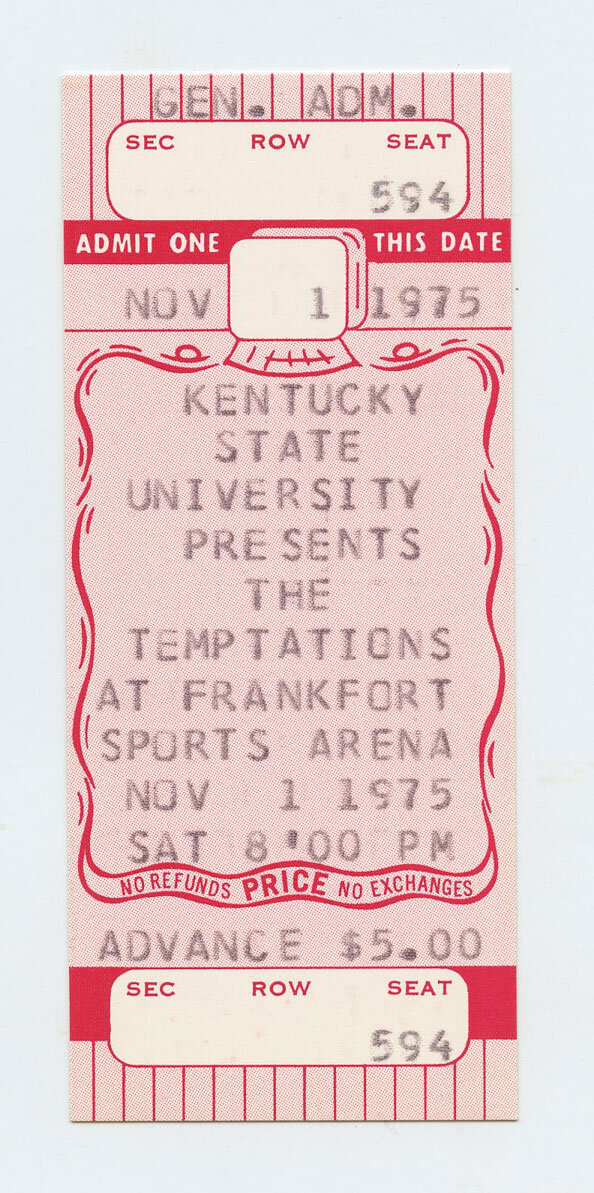 The Temptations Ticket Vintage 1975 Nov 1 Kentucky 