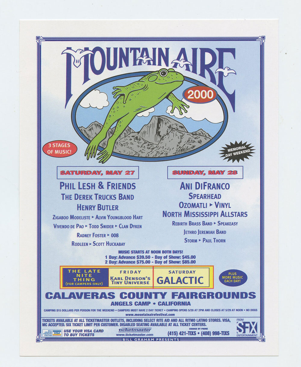 Mountain Aire Handbill 2000 May Phil Lesh Ani Difranco Spearhead Ozomatli