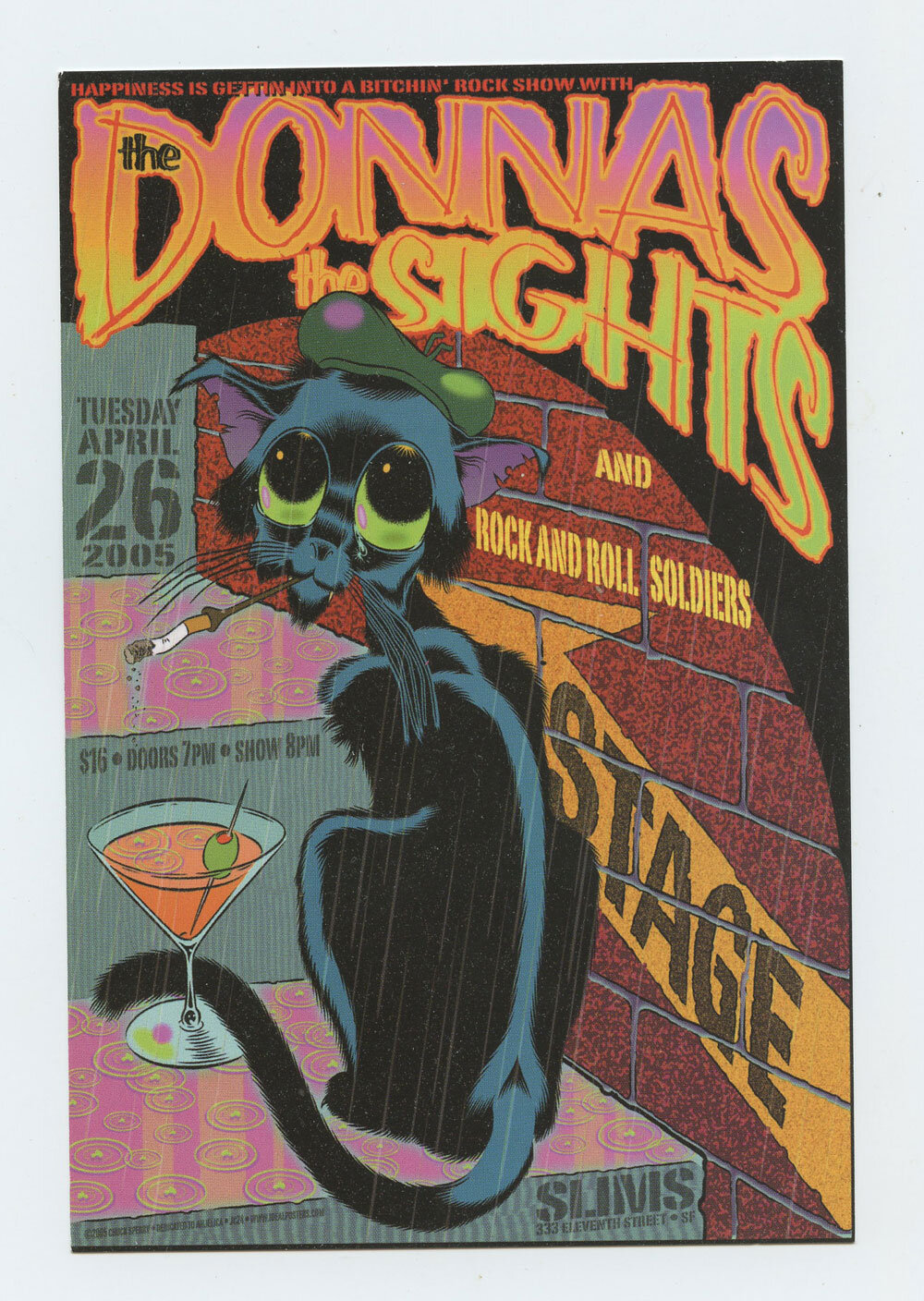 The Donnas Handbill 2005 Apr 26 SLIMS San Francisco Chuck Sperry