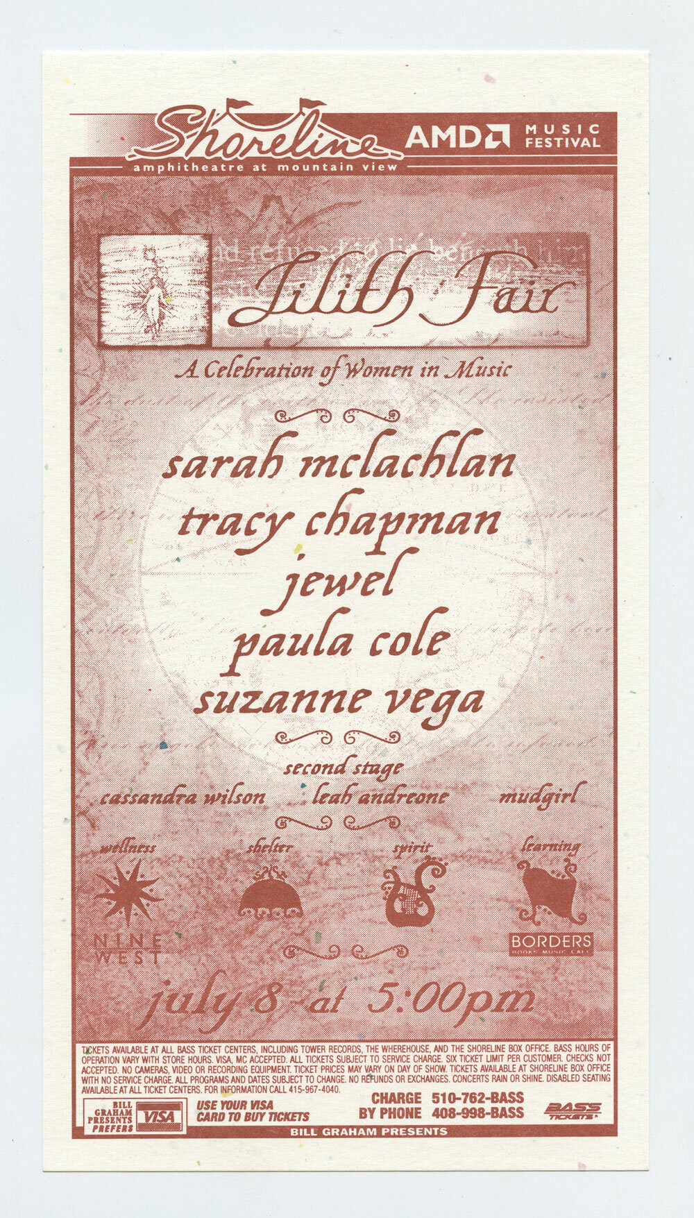 Lilith Fair Handbill 1997 Jul 8 Shoreline Amphitheatre