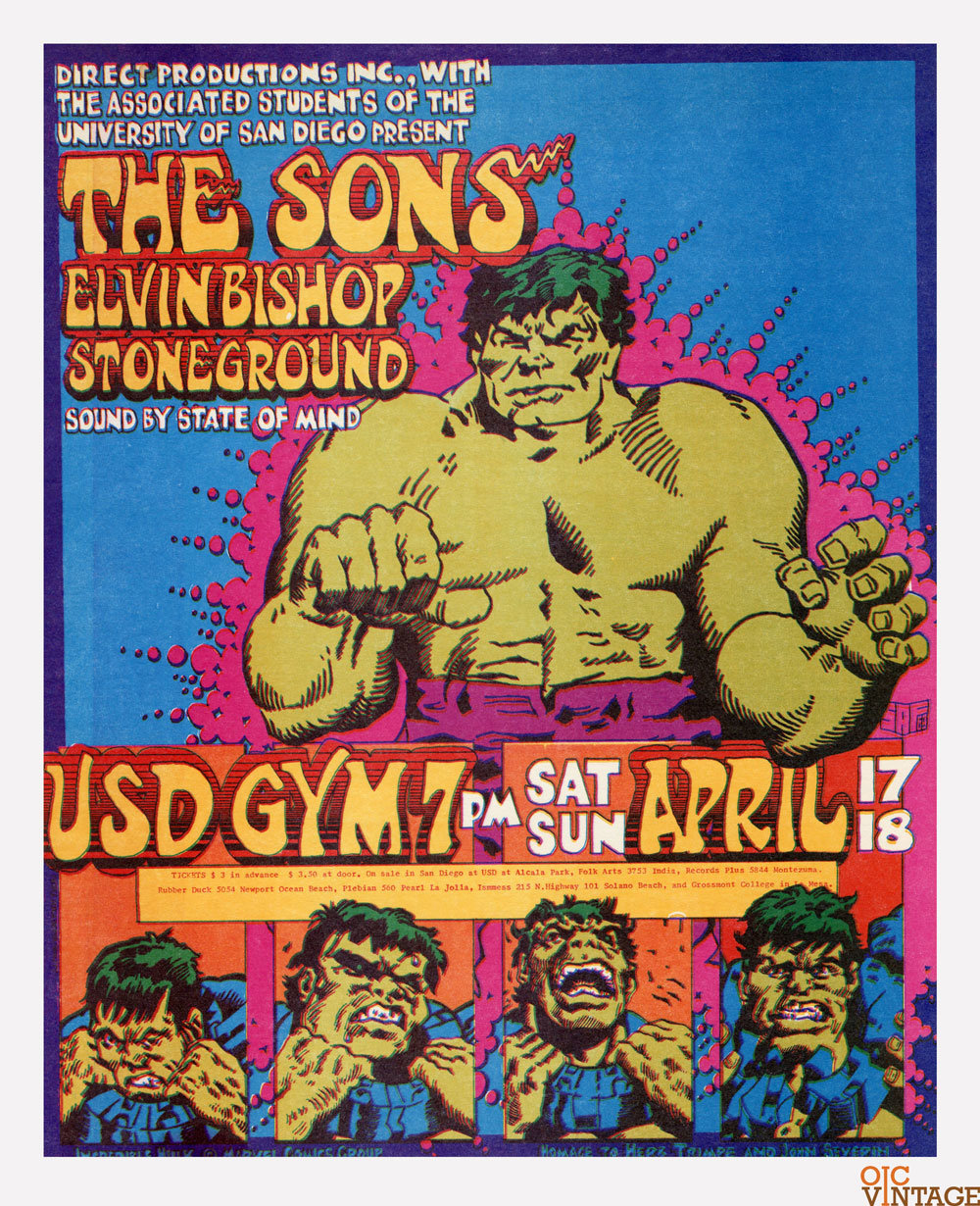 The Sons Elvin Bishop Handbill 1971 Apr 17 San Diego AOR 4.118