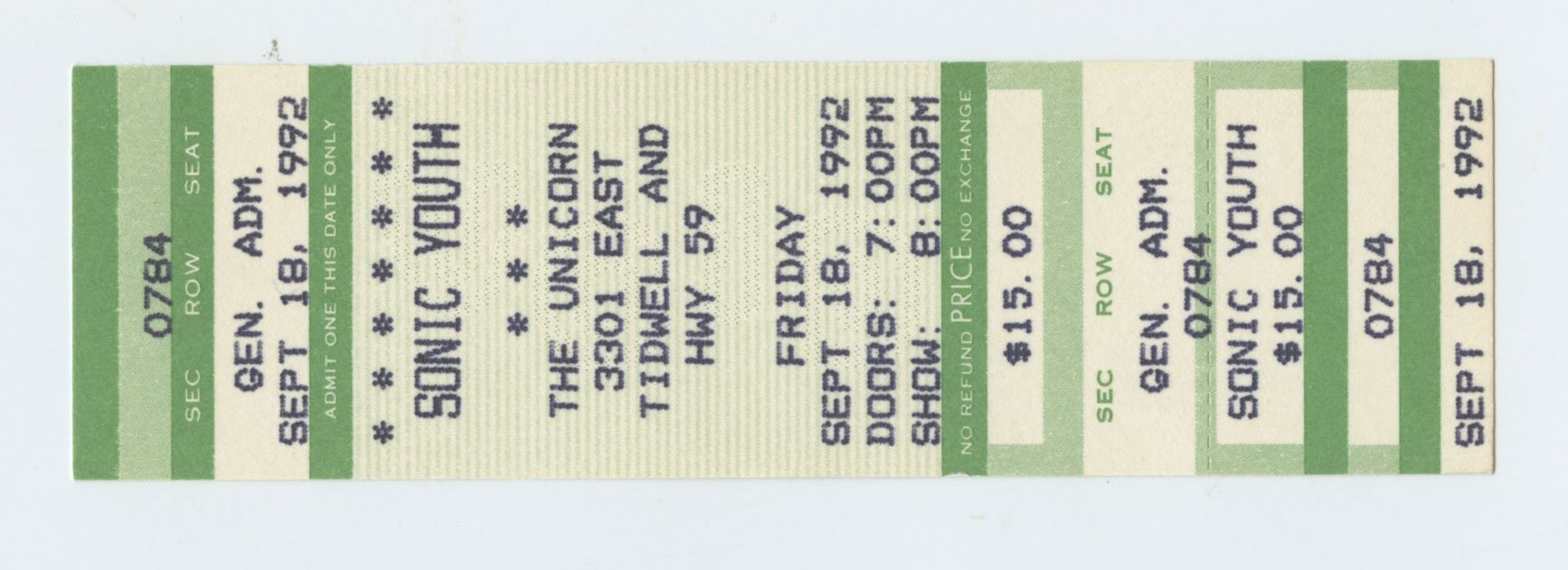 1992 Ticket Pricing