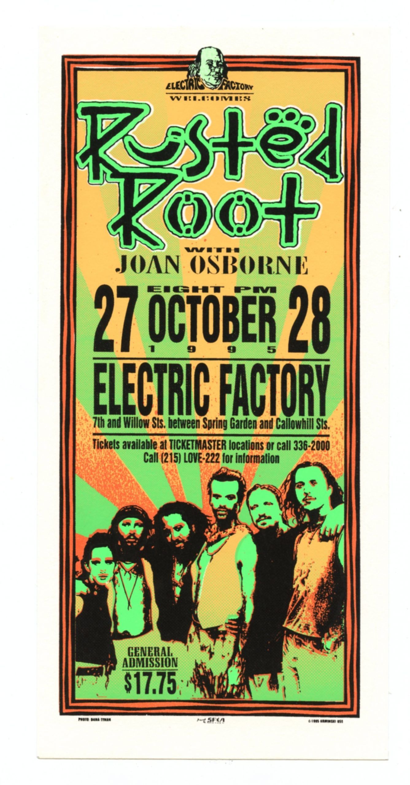 Rusted Root Joan Osborne Handbill 1995 Oct 28 Electric Factory Mark Arminski