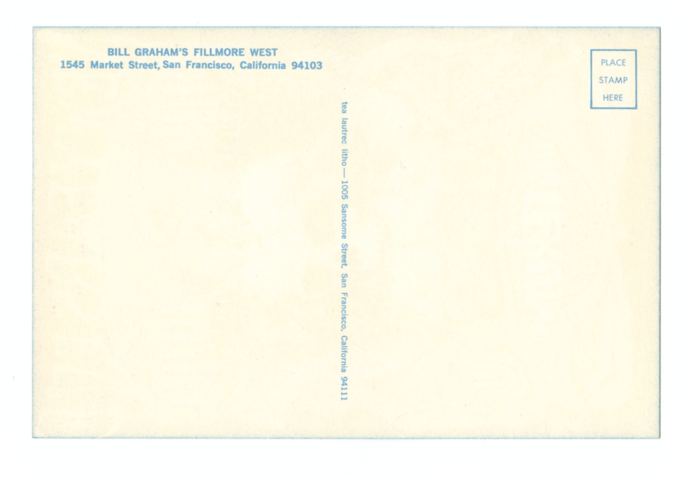 BG 152 Postcard Grateful Dead Santana 1968 Dec 31