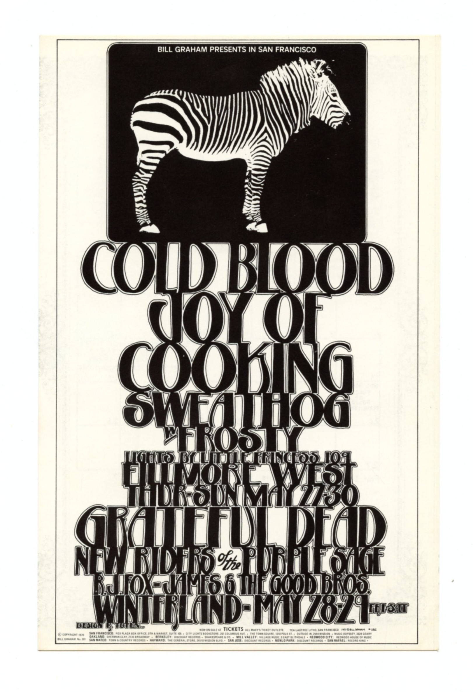 BG 282 Postcard Grateful Dead Cold Blood 1971 May 27 